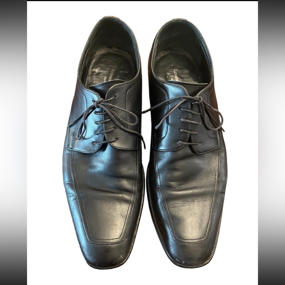 ERMENEGILDO ZEGNA COUTURE Black Leather Men’s Designer Dress Shoes Size 10 - 11